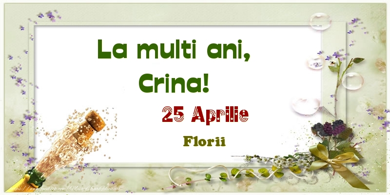 Felicitari de Ziua Numelui - La multi ani, Crina! 25 Aprilie Florii