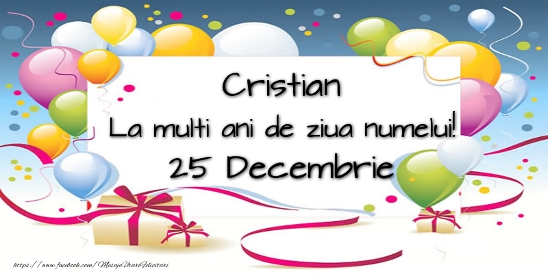 Felicitari de Ziua Numelui - Cristian, La multi ani de ziua numelui! 25 Decembrie