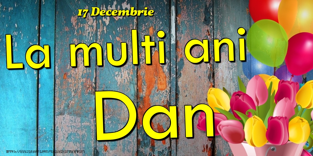 Felicitari de Ziua Numelui - Baloane & Lalele | 17 Decembrie - La multi ani Dan!