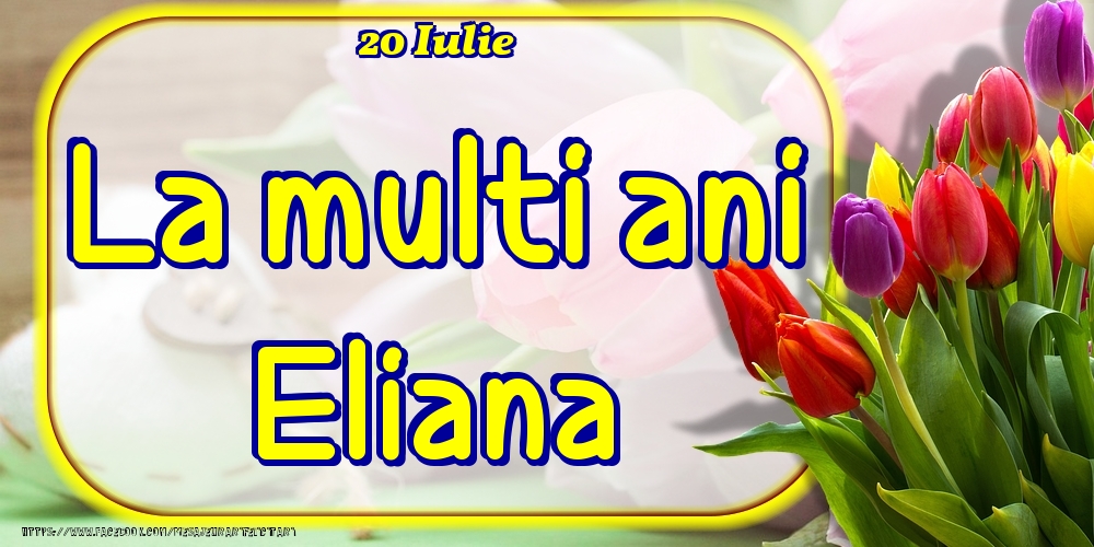 Felicitari de Ziua Numelui - Lalele | 20 Iulie -La  mulți ani Eliana!