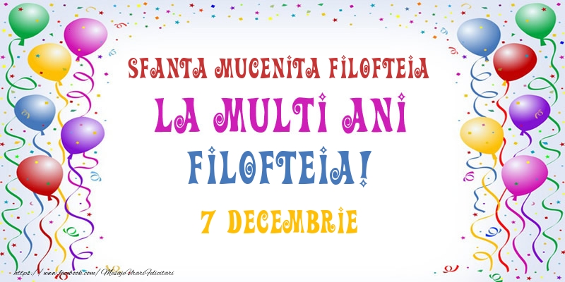 Felicitari de Ziua Numelui - La multi ani Filofteia! 7 Decembrie