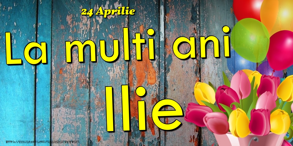 Felicitari de Ziua Numelui - Baloane & Lalele | 24 Aprilie - La multi ani Ilie!