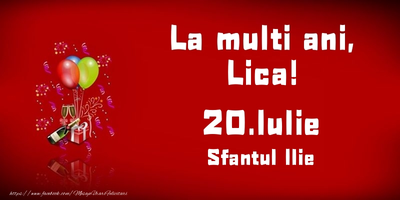 Felicitari de Ziua Numelui - Baloane & Sampanie | La multi ani, Lica! Sfantul Ilie - 20.Iulie