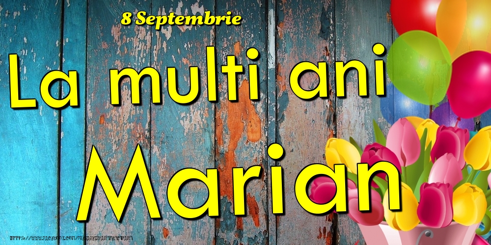 Felicitari de Ziua Numelui - Baloane & Lalele | 8 Septembrie - La multi ani Marian!