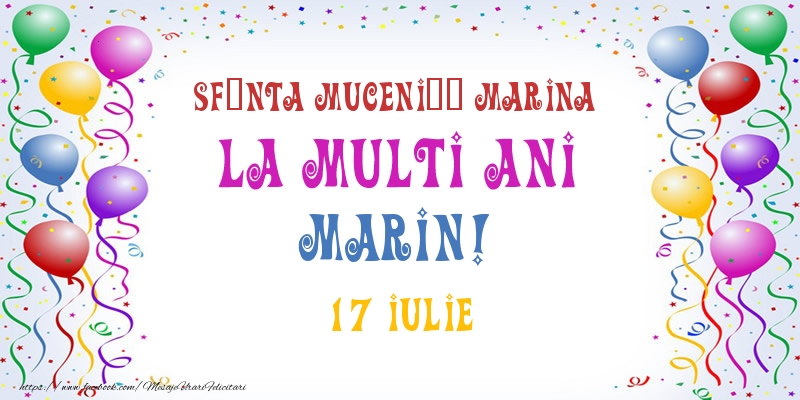 Felicitari de Ziua Numelui - Baloane | La multi ani Marin! 17 Iulie