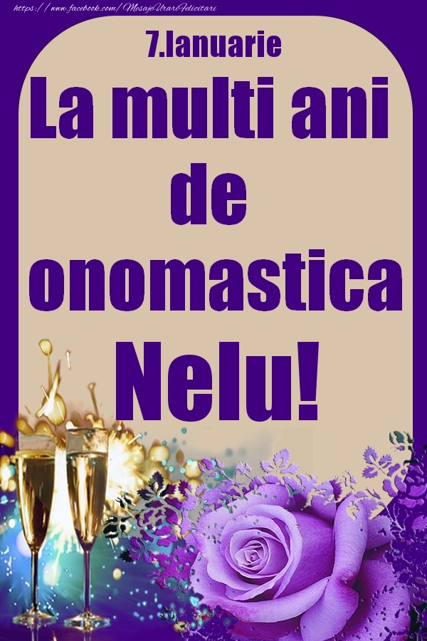 Felicitari de Ziua Numelui - Sampanie & Trandafiri | 7.Ianuarie - La multi ani de onomastica Nelu!