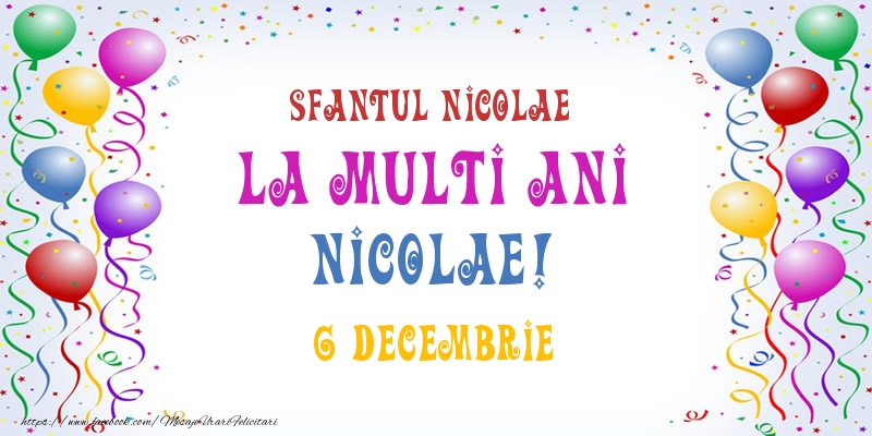 Felicitari de Ziua Numelui - Baloane | La multi ani Nicolae! 6 Decembrie