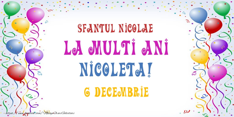 Felicitari de Ziua Numelui - Baloane | La multi ani Nicoleta! 6 Decembrie