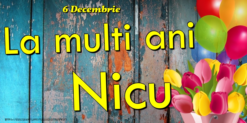 Felicitari de Ziua Numelui - Baloane & Lalele | 6 Decembrie - La multi ani Nicu!