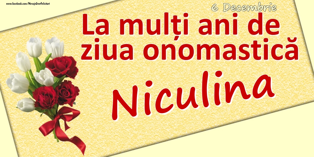 Felicitari de Ziua Numelui - 6 Decembrie: La mulți ani de ziua onomastică Niculina