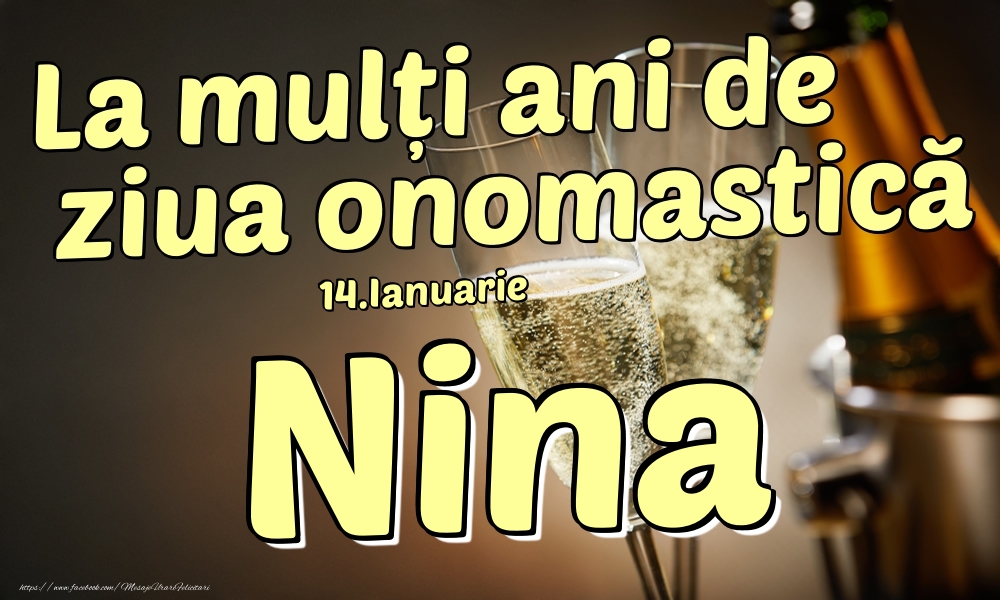 Felicitari de Ziua Numelui - Sampanie | 14.Ianuarie - La mulți ani de ziua onomastică Nina!