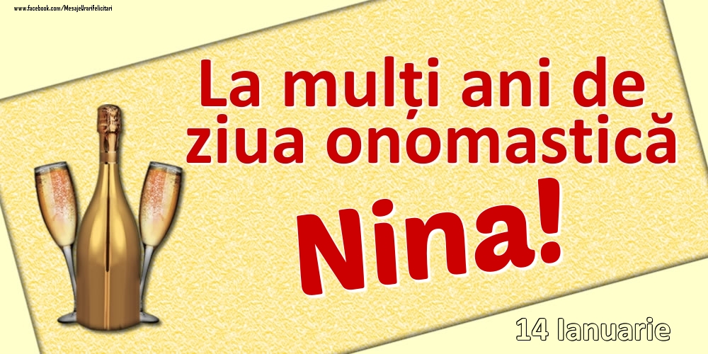Felicitari de Ziua Numelui - La mulți ani de ziua onomastică Nina! - 14 Ianuarie