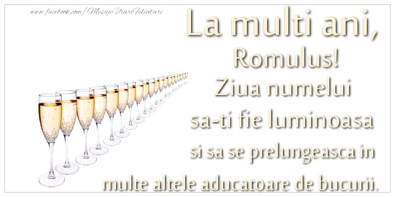 Felicitari de Ziua Numelui - Sampanie | La multi ani, Romulus Ziua numelui sa-ti fie luminoasa si sa se prelungeasca in  multe altele aducatoare de bucurii.