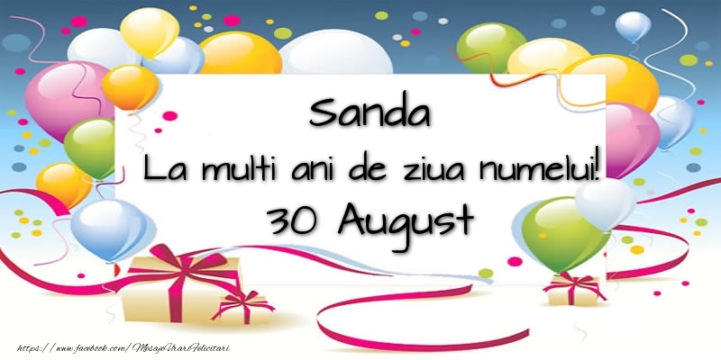 Felicitari de Ziua Numelui - Sanda, La multi ani de ziua numelui! 30 August