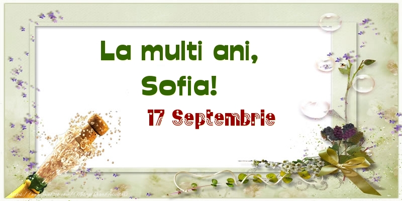 Felicitari de Ziua Numelui - Sampanie | La multi ani, Sofia! 17 Septembrie