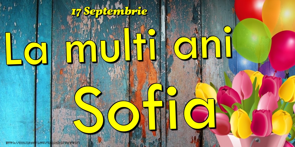Felicitari de Ziua Numelui - Baloane & Lalele | 17 Septembrie - La multi ani Sofia!