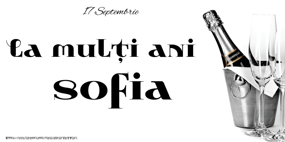 Felicitari de Ziua Numelui - Sampanie | 17 Septembrie -La  mulți ani Sofia!
