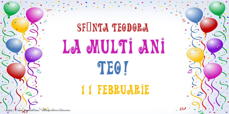Felicitari de Ziua Numelui - Baloane | La multi ani Teo! 11 Februarie