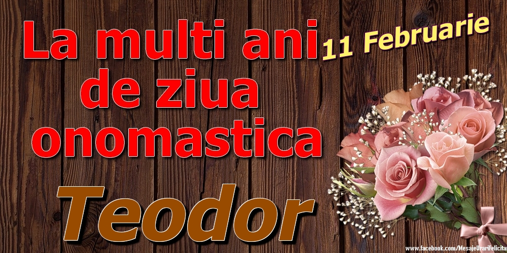 Felicitari de Ziua Numelui - Trandafiri | 11 Februarie - La mulți ani de ziua onomastică Teodor