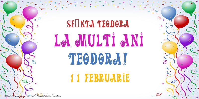Felicitari de Ziua Numelui - Baloane | La multi ani Teodora! 11 Februarie