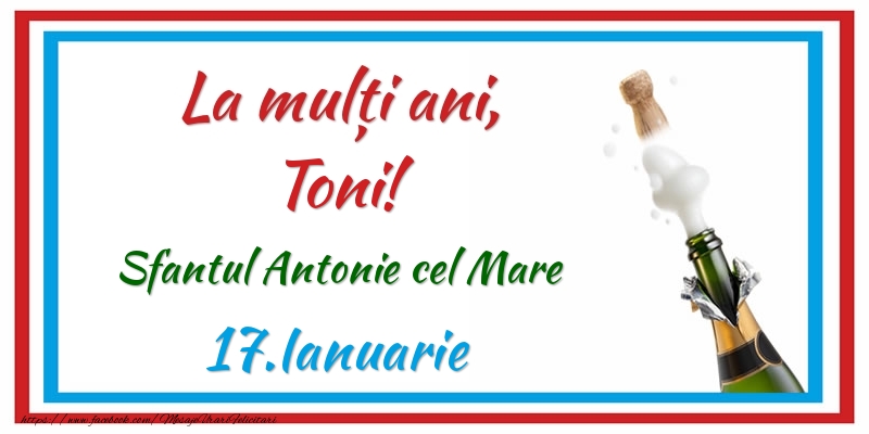 Felicitari de Ziua Numelui - Sampanie | La multi ani, Toni! 17.Ianuarie Sfantul Antonie cel Mare
