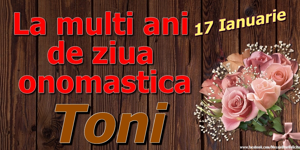Felicitari de Ziua Numelui - Trandafiri | 17 Ianuarie - La mulți ani de ziua onomastică Toni