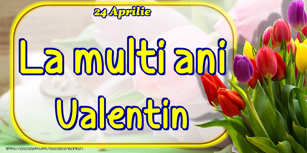 Felicitari de Ziua Numelui - Lalele | 24 Aprilie -La  mulți ani Valentin!