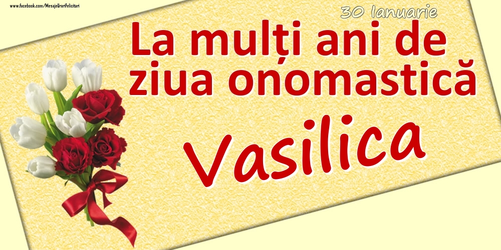 Felicitari de Ziua Numelui - 30 Ianuarie: La mulți ani de ziua onomastică Vasilica