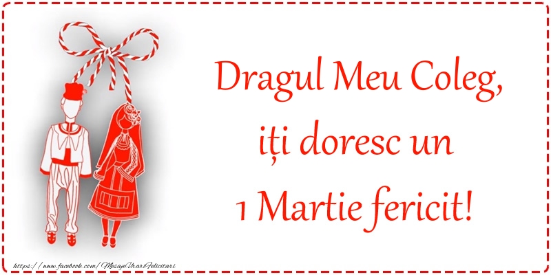 Felicitari de 1 Martie pentru Coleg - Dragul meu coleg, iți doresc un 1 Martie fericit!