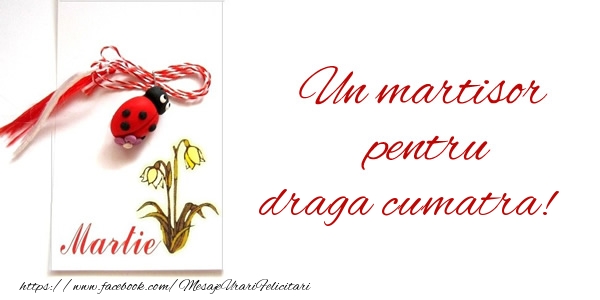 Felicitari de 1 Martie pentru Cumatra - Un martisor pentru draga cumatra!