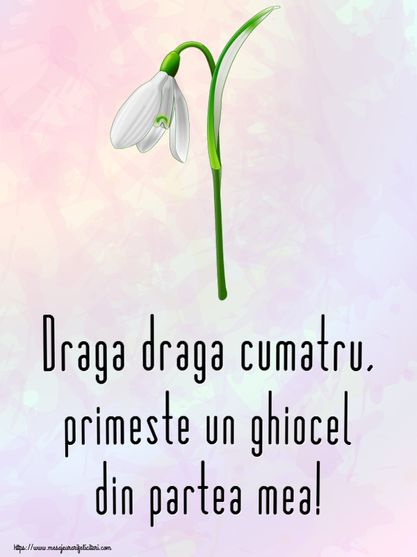 Felicitari de 1 Martie pentru Cumatru - Draga draga cumatru, primeste un ghiocel din partea mea!