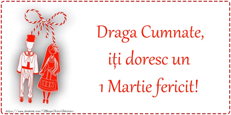 Felicitari de 1 Martie pentru Cumnat - Draga cumnate, iți doresc un 1 Martie fericit!