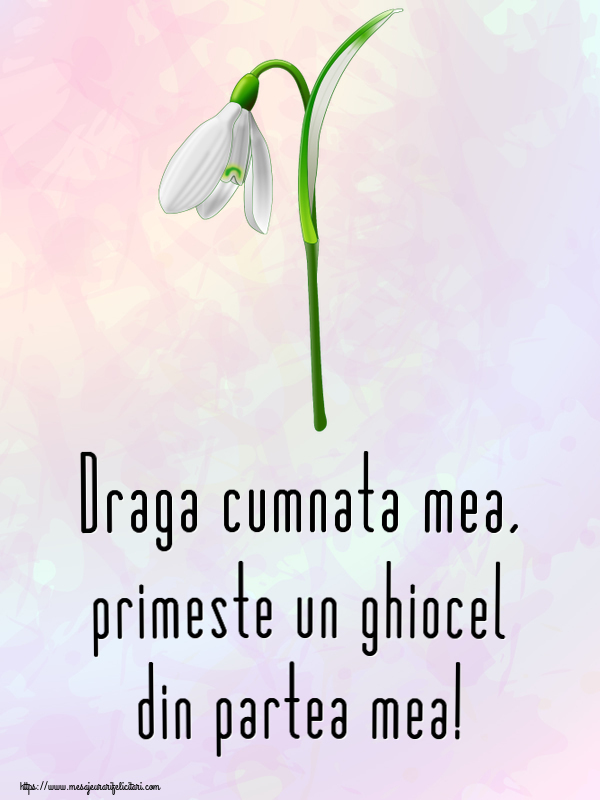Felicitari de 1 Martie pentru Cumnata - Draga cumnata mea, primeste un ghiocel din partea mea!