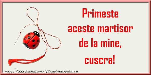 Felicitari de 1 Martie pentru Cuscra - Primeste aceste martisor de la mine, cuscra
