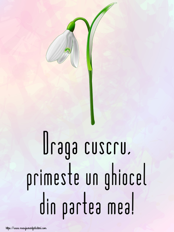 Felicitari de 1 Martie pentru Cuscru - Draga cuscru, primeste un ghiocel din partea mea!