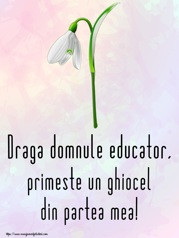 Felicitari de 1 Martie pentru Educator - Draga domnule educator, primeste un ghiocel din partea mea!