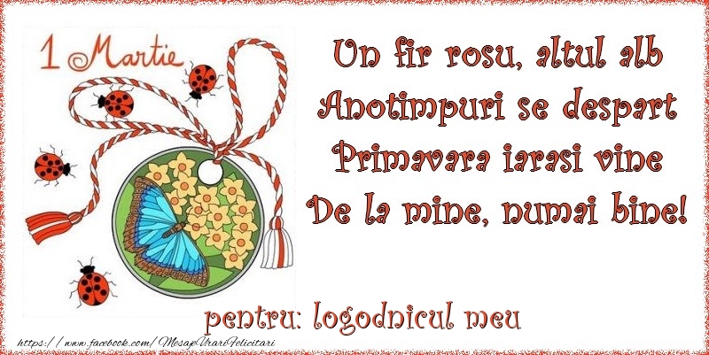Felicitari de 1 Martie pentru Logodnic - Un fir rosu, altul alb ... Pentru logodnicul meu!