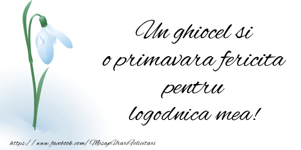 Felicitari de 1 Martie pentru Logodnica - Un ghiocel si o primavara fericita pentru logodnica mea!