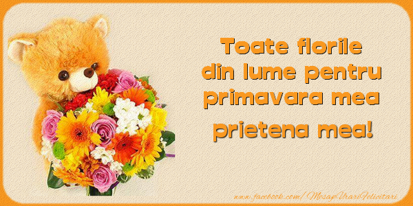 Felicitari de 1 Martie pentru Prietena - Toate florile din lume pentru primavara mea! prietena mea