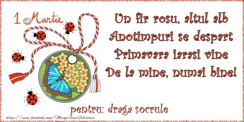 Felicitari de 1 Martie pentru Socru - Un fir rosu, altul alb ... Pentru draga socrule!