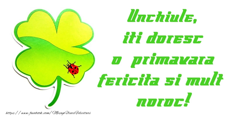 Felicitari de 1 Martie pentru Unchi - Unchiule iti doresc o primavara fericita si mult noroc!