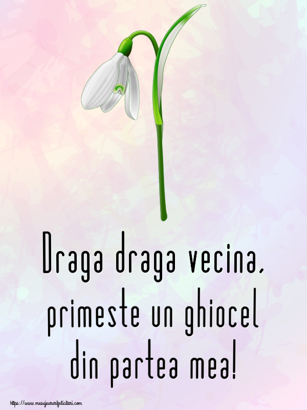Felicitari de 1 Martie pentru Vecina - Draga draga vecina, primeste un ghiocel din partea mea!