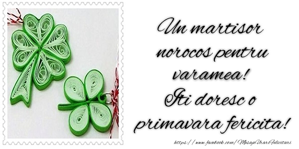 Felicitari de 1 Martie pentru Verisoara - Un martisor norocos pentru varamea! Iti doresc o primavara fericita!