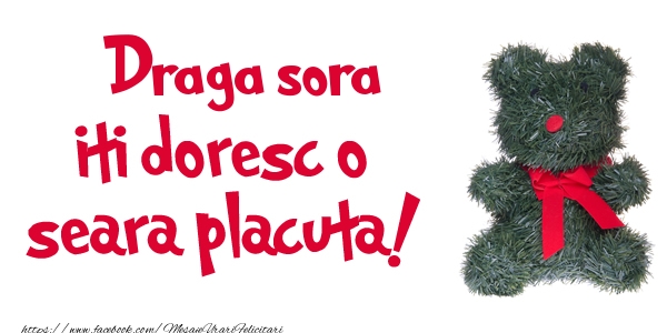 Felicitari de buna seara pentru Sora - Draga surioara iti doresc  o seara placuta!