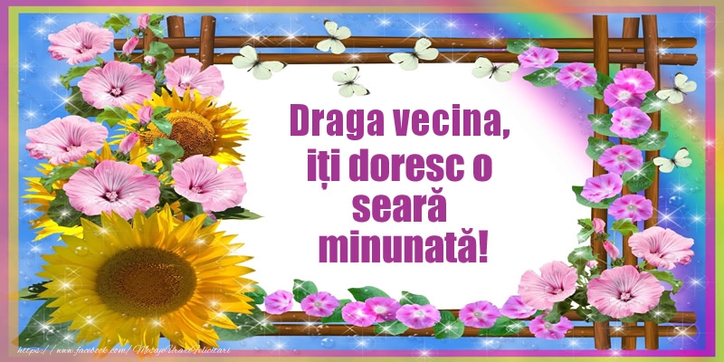 Felicitari de buna seara pentru Vecina - Draga vecina, iți doresc o seară minunată!
