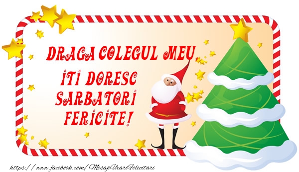 Felicitari de Craciun pentru Coleg - Draga colegul meu, Iti Doresc Sarbatori  Fericite!