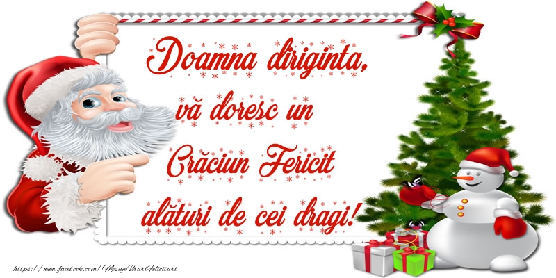 Felicitari de Craciun pentru Diriginta - Doamna diriginta, vă doresc un Crăciun Fericit alături de cei dragi!