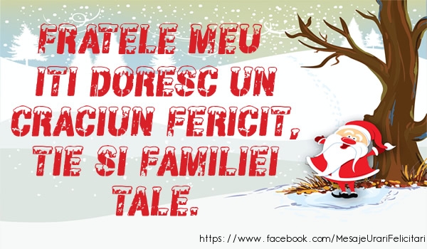 Felicitari de Craciun pentru Frate - Fratele meu iti doresc un Craciun fericit, tie si familiei tale