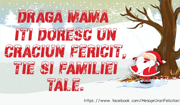 Felicitari de Craciun pentru Mama - Draga mama iti doresc un Craciun fericit, tie si familiei tale