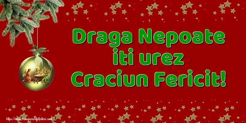 Felicitari de Craciun pentru Nepot - Draga nepoate iti urez Craciun Fericit!